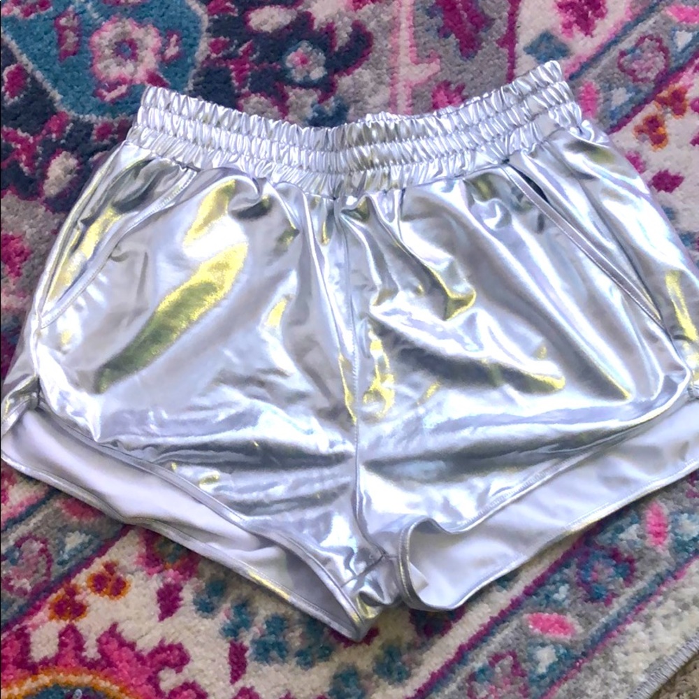Silver Metallic Shorts